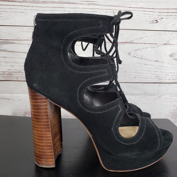 Vince Camuto Kamaye Women's Black Suede Lace Up Block Heel  Size 7.5 M - Picture 7 of 14